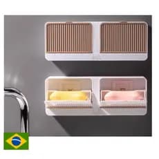 Porta Sabonete Saboneteira Dupla OU Pequeno Sem Furos Com Adesivo Para Aderência - Envio Rápido
