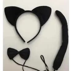 Kit Tiara Gatinho Com Gravata Borboleta E Rabinho