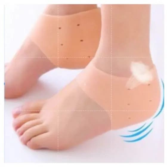 Par de Meia Palmilha Silicone Gel Protecao Ortopedica Esporao Calcanhar Fascite Tamanho Unico pronto entrega