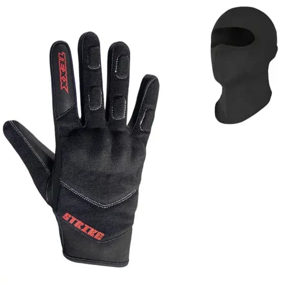 Luvas Motoqueiro Texx New Strike Preta + Balaclava