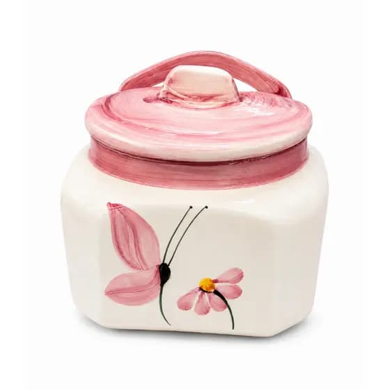 Saleiro de Cerâmica 1kg Borboleta com Tampa Porta Sal Porta Mantimentos Artesanal Decoração Cozinha