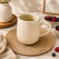 Caneca Médio Americano De Cerâmica Para Café 250ml Creme Chapiscado