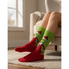 Meia De Natal Cano Alto Unisex 100% Algodão Meia Divertida Presente Para o Natal