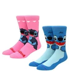 Kit Duas Meia Stitch Casal  Adulto Algodão Estampada Personagem Divertido