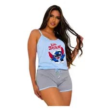 Pijama Adulto Baby Dool De Alça Estampado Confortável Macio Personagem P M G e GG