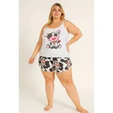 Pijama Plus Size Stitch Baby Doll Soltinho Estampado Confortável Feminino Em Suede Premium G1 G2 G3