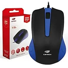 Mouse optico USB C3Tech MS-20BL Azul – 1000 DPI, Cabo 1,15m, Compatível com PC e Mac - Pode Ser Seu