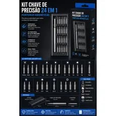 Kit de Ferramentas de Precisão - Chave Magnética 24 Peças, Compacto e Portátil