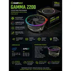 Cooler para Processador Gamemax Gamma Z200 RGB 120mm PWM – Intel e AMD