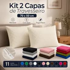 Par de Capa Porta Fronha de Travesseiro Matelado 70cm x 50cm Com Zíper