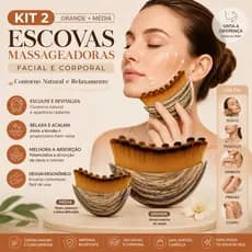 Kit 2 Escovas Massageadoras Facial e Corporal | Para Rosto, Pescoço e Corpo | Grande + Média