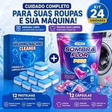Kit 24 Unidades Limpeza Máquina + Pods Lavanderia Roupas Mais Limpas e Perfumadas