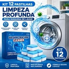Pastilhas para Limpar Máquina de Lavar Kit 12 Higienização Profunda Remove Odor