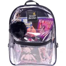 Mochila transparente + Chaveiro Mochila Enfermagem PRETA PLÁSTICO INCOLOR