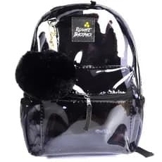 Mochila PVC + Chaveiro Mochila transparente PVC vinil Preta