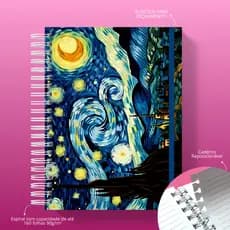 Caderno Reposicionável Universitário, tira e coloca folhas, funcionalidade de fichário