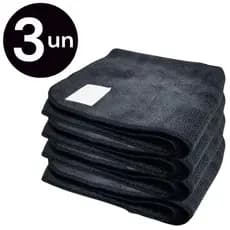 Kit 3 Pano Mágico Microfibra Grande Preto 60x40cm Anti Risco Automotivo Lava Seco Não Solta Fiapos