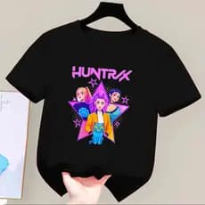 Camiseta De Algodão Infantil Feminina Estampada Huntrix Tendencia