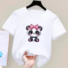 Camiseta Infantil De Algodão Estampada Pandinha Fofo