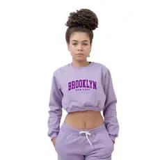 Cropped Moletom De Algodão Brooklyn New York