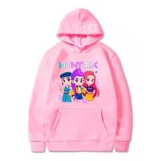 Moletom Canguru Infantil Feminino Estampa Tendencia Huntrix Agasalho De Frio Capuz e Bolso