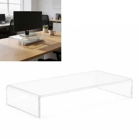 Suporte base monitor acrílico mesa organização decoração setup home office Pc game