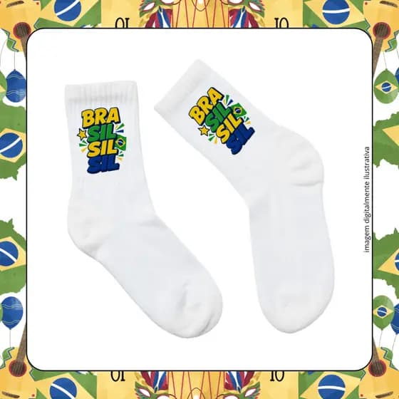 Meias Personalizadas Divertidas Brasil Rumo ao Hexa | Copa do Mundo