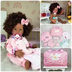 Bebê Reborn Realista Negra 100% Silicone + Itens Bolsa
