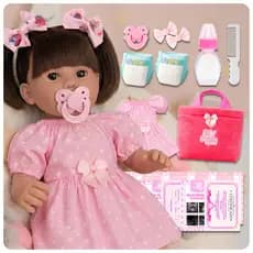Boneca Bebê Reborn Silicone Muito Linda + Itens Bolsa