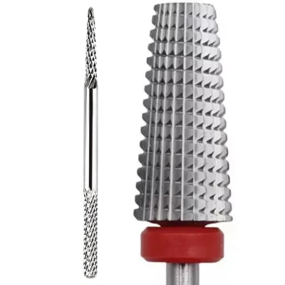 Kit 2 brocas de Tunsgtenio Profissional Conica + Broca agulha para cuticula remoção do gel acabamento nivelamento