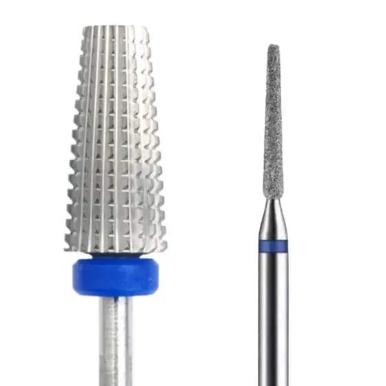 Kit Broca Diamantada Microdont Pm 718 Cuticula + Broca conica de Tungstenio Para remoção acabamento Nivelamento Unha