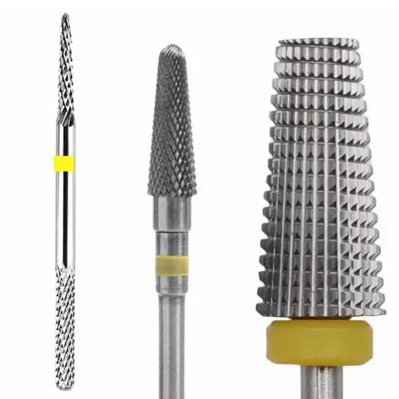 Kit 3 Brocas Tungstênio Profissional Unha Gel Porcelana Nail Art Broca Agulha conica Nivelamento Acabamento Romoção Gel