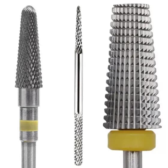 Kit 3 Brocas Tungstênio Profissional Unha Gel Porcelana Nail Art Broca Agulha conica Nivelamento Acabamento Remoção Gel