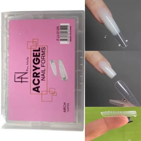 Molde F1 Profissional Quadrado Reto Fan Nails Polygel Reutilizável Caixa Com 120 Unidades Nail Art Molde Para Poligel