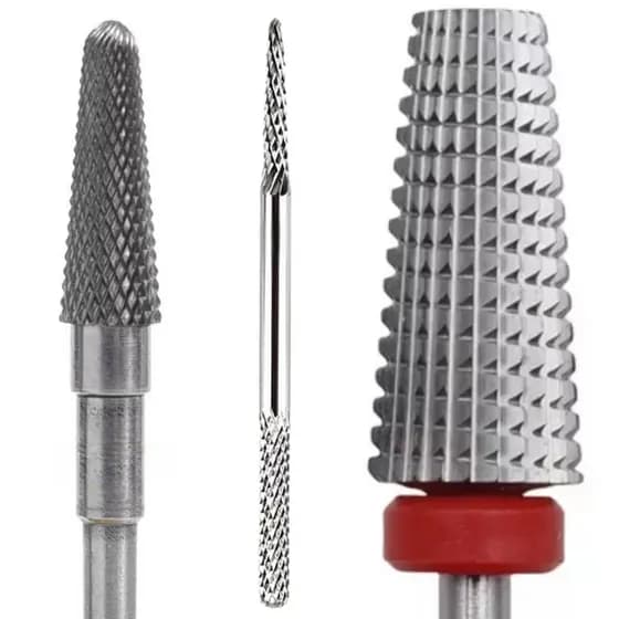 Kit 3 Brocas Tungstênio Profissional Unha Gel Porcelana Nail Art Broca Agulha conica Nivelamento Acabamento Remoção Gel