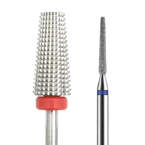 Kit Broca Diamantada Microdont Pm 718 Cuticula + Broca conica de Tungstenio Para remoção acabamento Nivelamento Unha