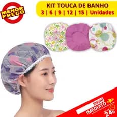 Kit Touca de Banho c/ Elástico Prova d'Água Reutilizável Estampas Sortidas - Pronta entrega
