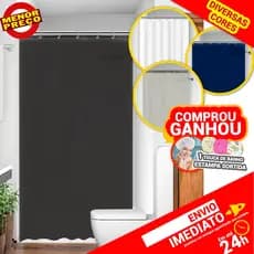 Cortina Para Box Banheiro Liso Com Gancho Tecido Impermeável Lavável e 100% Poliéster - Várias Cores