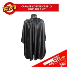 Capa Cortar Cabelo Unissex Cabeleireiro Barbearia Barbeiro Seda 100x140cm Preta Unidade e Kit com 2