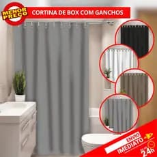 Cortina de Box Vinil Lisa Para Banheiro Impermeável Com Ganchos Anti-Mofo Moderna PVC