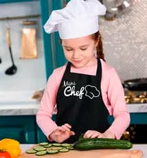 Avental Infantil Mini Chef Preto Vida Pratika