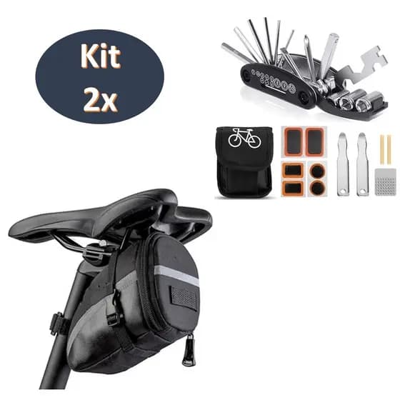 Kit De Manutenção Reparo E Remendo P/ Bike Bicicletas Chave Allen + Bolsa Selim Banco Porta Objetos