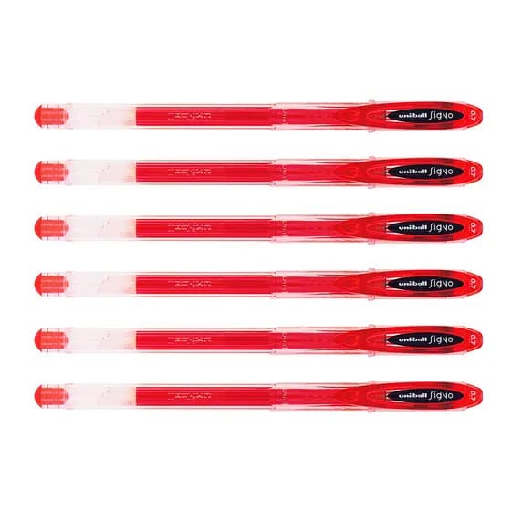 Kit Caneta Gel Uni Signo Neo Vermelha 0.7mm 6 Unidades
