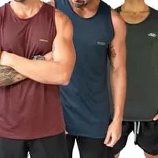 Kit Com 3 Regatas Masculina Long Line Para Academia Praia Jr