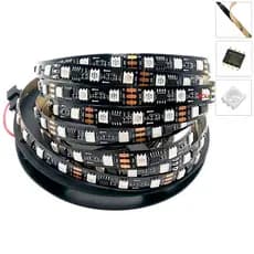 Fita LED WS2811 Endereçável 5 metros, 60 LEDs/m, 300 LEDs, IP30, 12 Volts, Preta e Branca