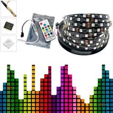 Combo Led Ws2811 5m Preta Central Slim Efeito Vu Vu Musical