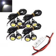 Led Olho De Aguia Gato 18mm Kit 8 Pçs + 1 Central Strobo 12v