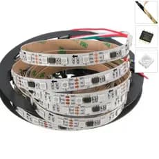 Fita LED WS2811 Endereçável 5 metros, 60 LEDs/m, 300 LEDs, IP30, 12 Volts, Preta e Branca