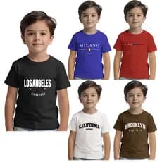 Kit 5 Camisetas Infantil Milano Paris Los Angeles Várias Cores