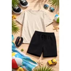 Kit Camiseta Infantil Lisa e Short Infantil Menino + Brinde